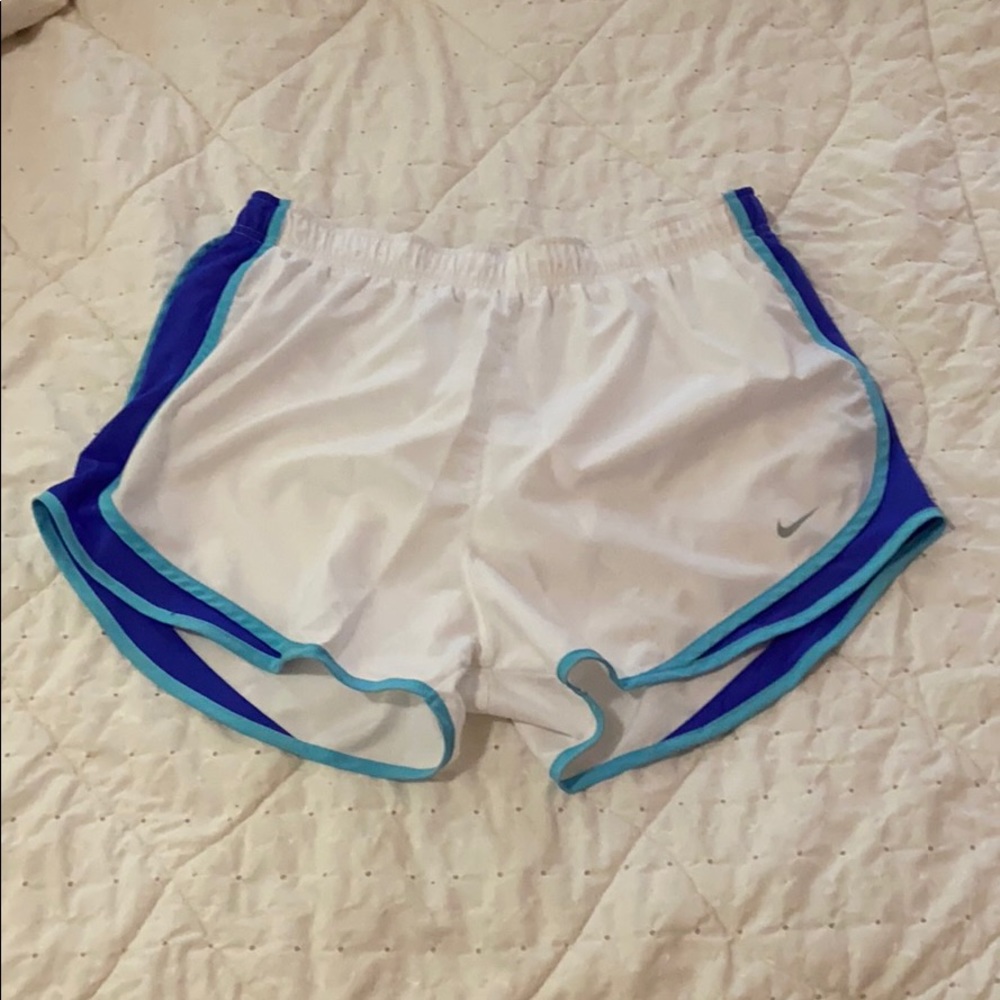 White and blue NIKE DRI-FIT shorts
